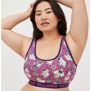 Torrid Bralette Cotton Disney Villains Leopard Pink Plus Size 2x Lounge At Home